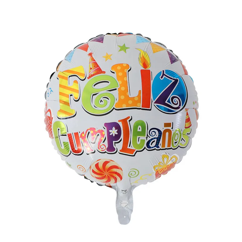 10 шт 18inch круглый Feliz cumpleaños испанский Happy День рождения Mylar Фольга воздушные шары с