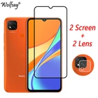 Закаленное стекло с полным покрытием для Xiaomi Redmi 9C, Защита экрана для Redmi 9C, 9A, 9, 8A, 9T, стекло на камеру для Redmi 9C, 6,53 дюйма