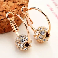 luxury female rainbow crystal stone earrings rose gold silver contrast fashion earrings female cute bride ball wedding earrings