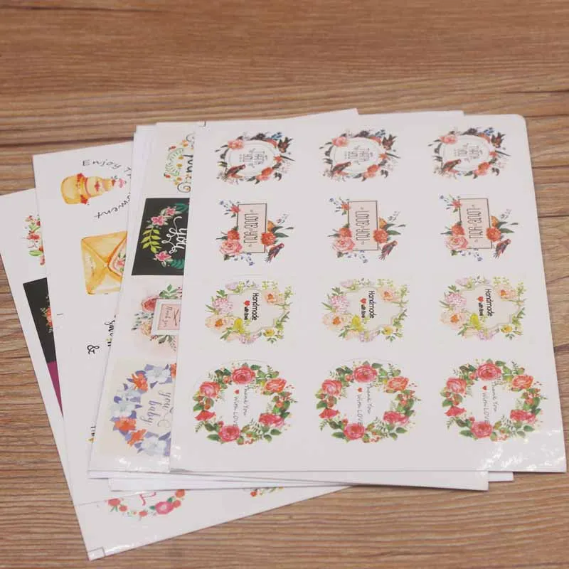 Новый дизайн 3 см100 шт. наклейка спасибо с цветочным узором Рождественская