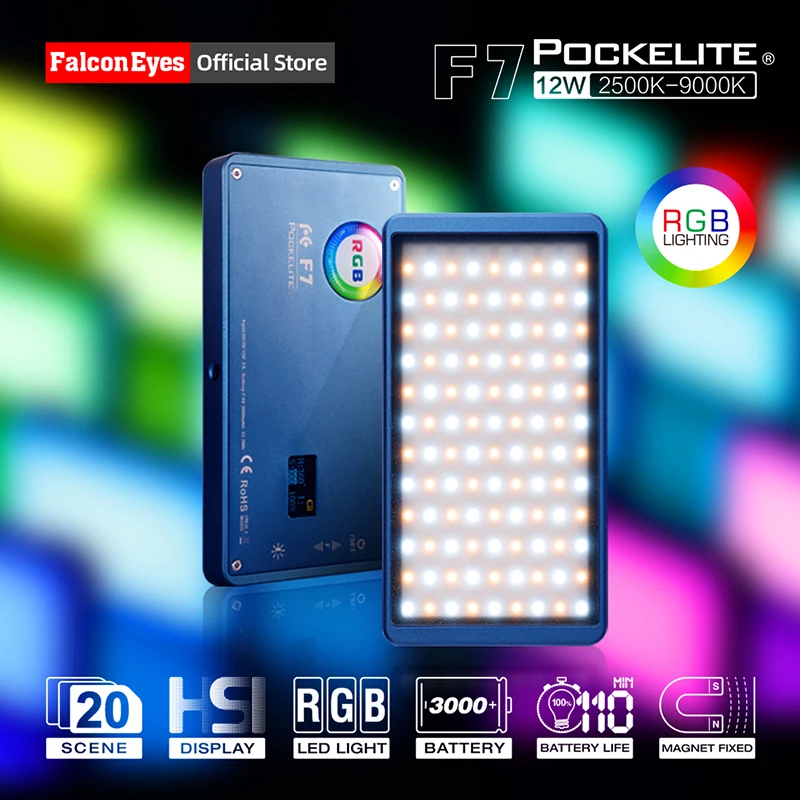 Falcon Eyes RGB мини светодиодный светильник для видео 2500 K 9000 с регулируемой яркостью