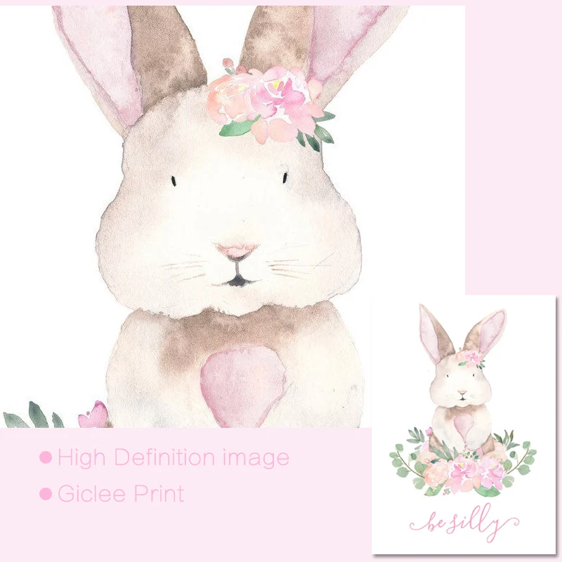 Детский Настенный холст постер с принтом кролика медведя лисы скандинавский