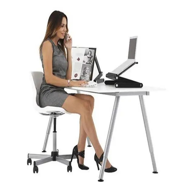 

360 degrees rotated portable and versatile folding computer desk Height Adjustable Home Use Assembled Folding Table Black