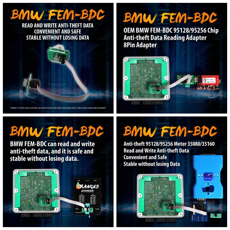OEM BMW FEM/BDC 95128/95256 чип Противоугонный адаптер для чтения данных 8Pin Поддержка