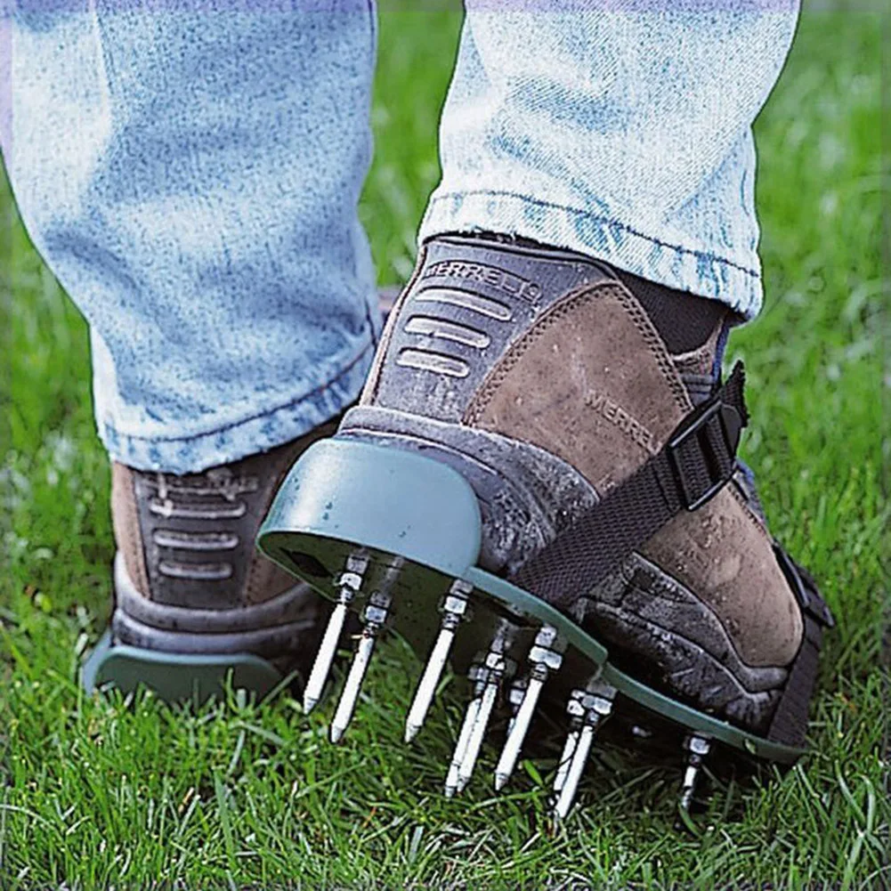 Lawn Aerator Shoes Nail Scarifier Cultivator Yard Garden Tool Adjustable Non-Slip Metal Buckle Duty Spiked Aerating |