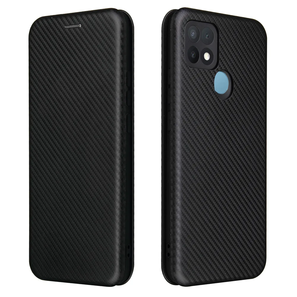

2021 For OPPO A35 Case Luxury Flip Carbon Fiber Skin Magnetic Adsorption Case For Oppo A35 A 35 OppoA35 Protective Phone Ba