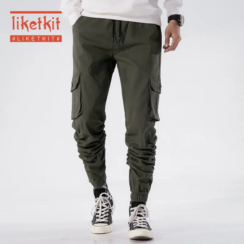 Liketkit мужские тактические брюки карго 2019 однотонные Свободные повседневные штаны