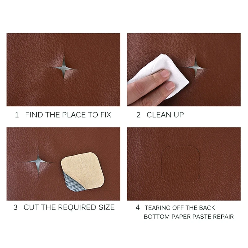 

PU Self Adhesion Leather Litchi Faux Synthetic Leather Patches Multicolor Sofa Hole Repair Car Sticker Decoration Waterproof 1pc