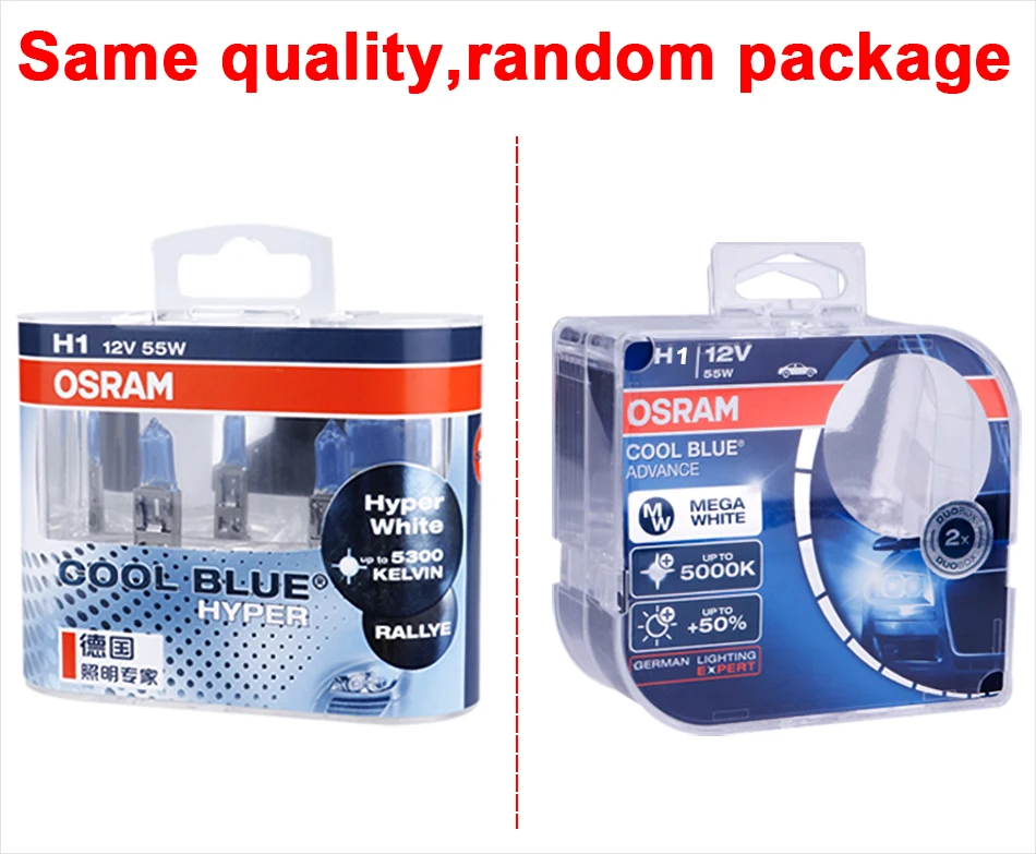 Галогенные лампы OSRAM H1 H3 H7 Светодиодный H4 дальний и ближний свет 5000K очень белый 12В комплект автомобильных фар H9 H11 противотуманнае фары HB3 HB4 9005 9006 9003