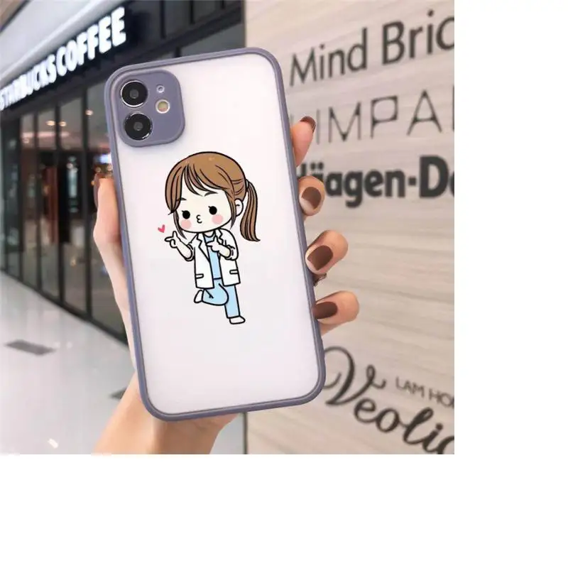 

Medicine Doctor Nurse Phone Case For iPhone 12 11 Mini Pro XR XS Max 7 8 Plus X Matte transparent Gray Back Cover