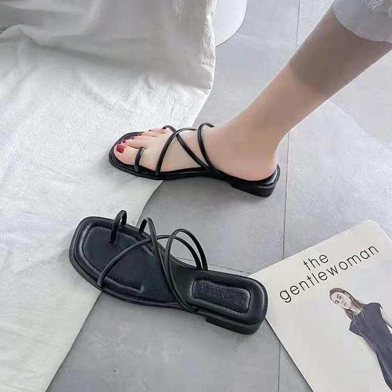 

Summer New Women's Slippers 2021 Fashion Simple Cross Vamp Cover Toe All-match Casual Small Fresh Women's Slippers