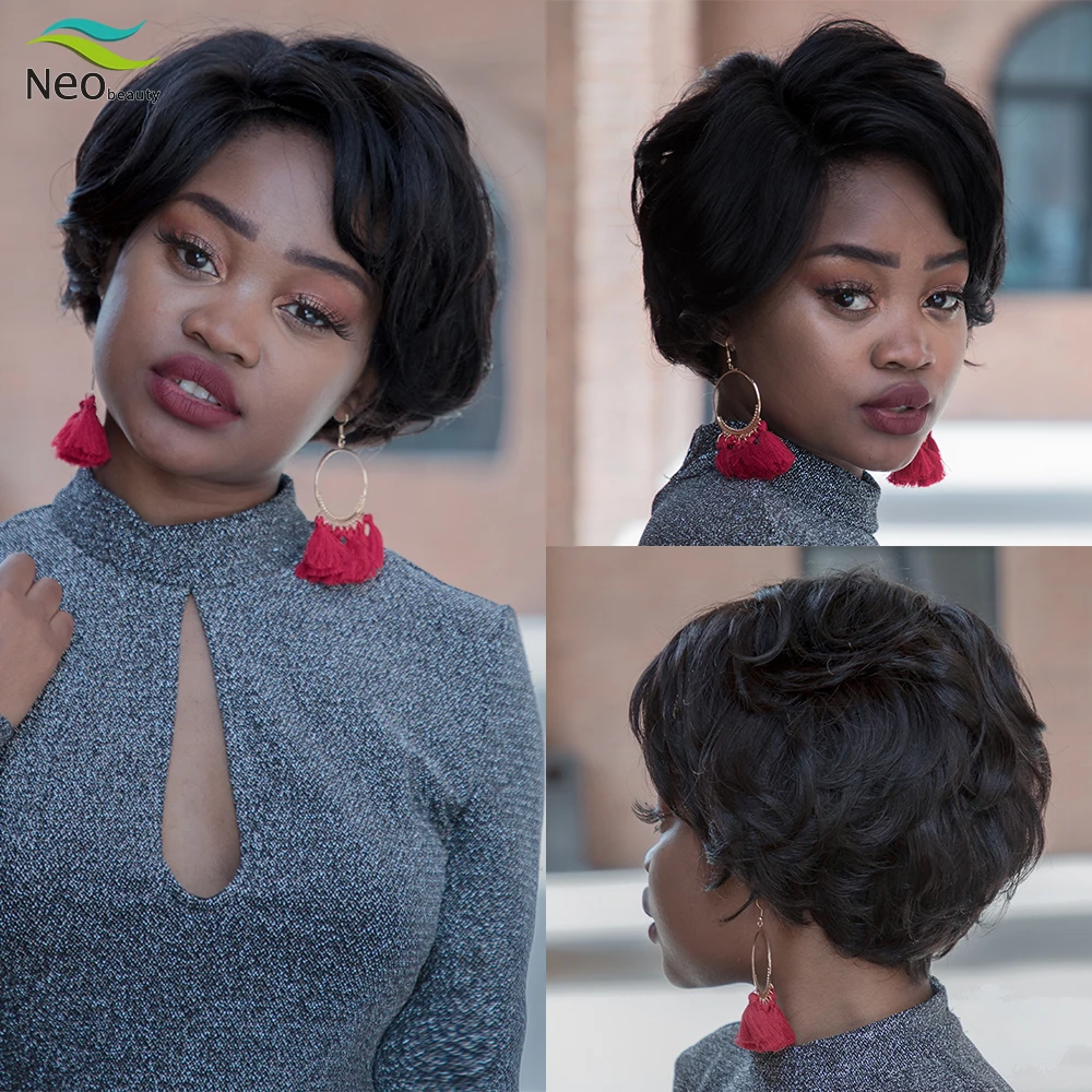 Короткий парик парики из человеческих волос с вырезом фея натуральный Боб без