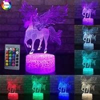 3w remote or touch control 3d led night light unicorn shaped table desk lamp xmas home decoration lovely gifts for kids d23