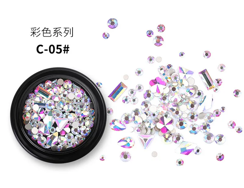 1 коробка для дизайна ногтей ювелирные изделия разноцветные Стразы 3D хрустальные