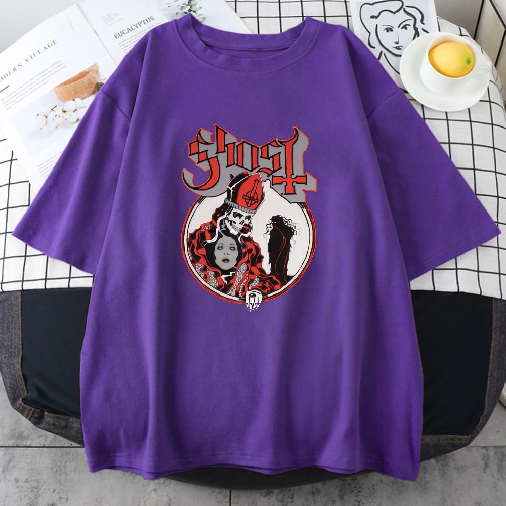 

Ghost Band Printing Women T-shirts Summer Breathable T Shirt Fashion Anime Kawaii T-shirt Crewneck Oversize Tshirts Woman