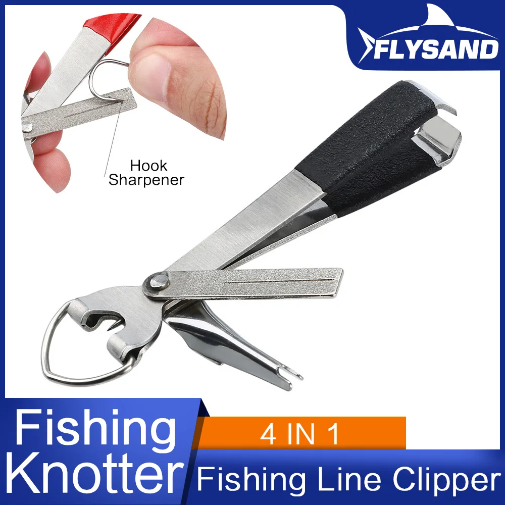 FLYSAND 4 in 1 Fast Tie Nail Knotter Line Cutter Clipper Nipper Hook Sharpener Fishing Tackle High Quality Quick Knot Tools