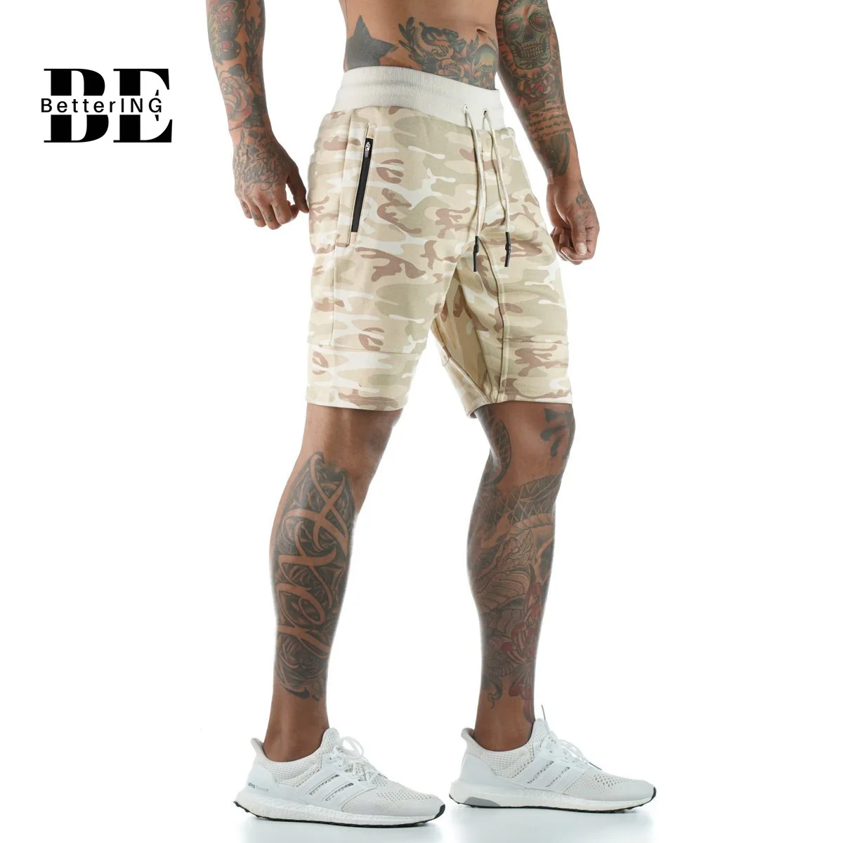 The New Summer 2021 Fitness Five-minute Pants Camouflage Running Sports Casual Shorts Stretch Breathable Slim Shorts
