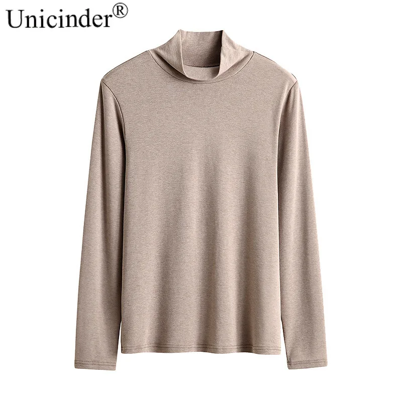 

Unicinder Autumn New Plus Size XL -4XL Women's Solid Color Small High-neck Knitted Sweater Top Women Blouse and Top