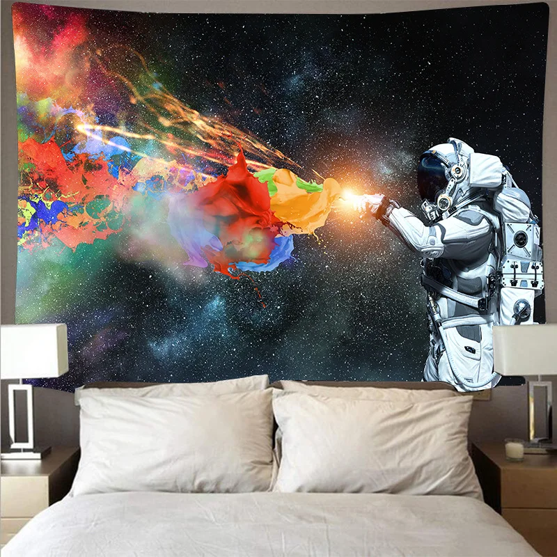 

astronaut tapestry psychedelic wall hanging blanket tapiz colgante de pared alfombras dorm decor blanket