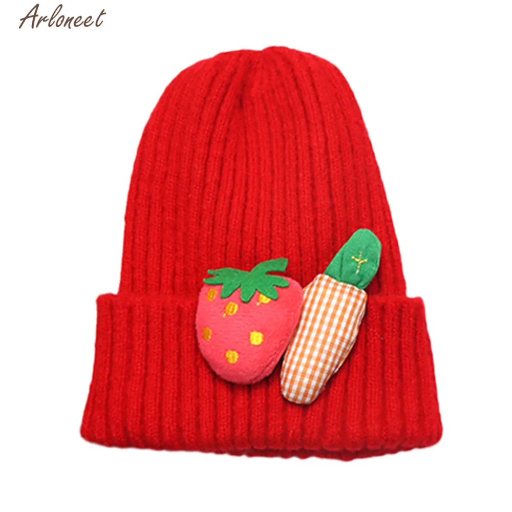 ARLONEET/детская шапка Зимняя теплая вязаная шерстяная с рисунком клубники для