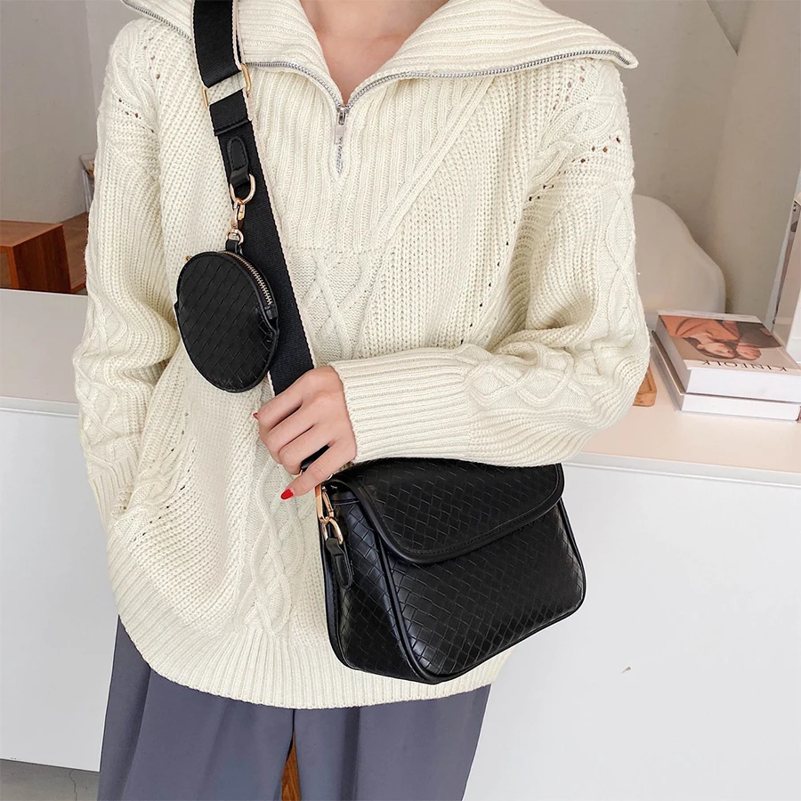 

Простые маленькие сумки через плечо из искусственной кожи для женщин, 2021 тканый узор, роскошные сумки через плечо, женская сумка, Повседневн...