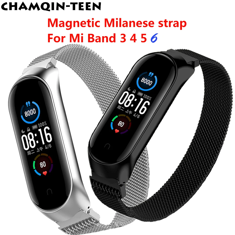 

For Xiaomi Mi Band 5 Strap Metal Stainless Steel Magnetic Strap For Mi Band 6 Generation Smart Bracelet Wristband For Miband 4 3