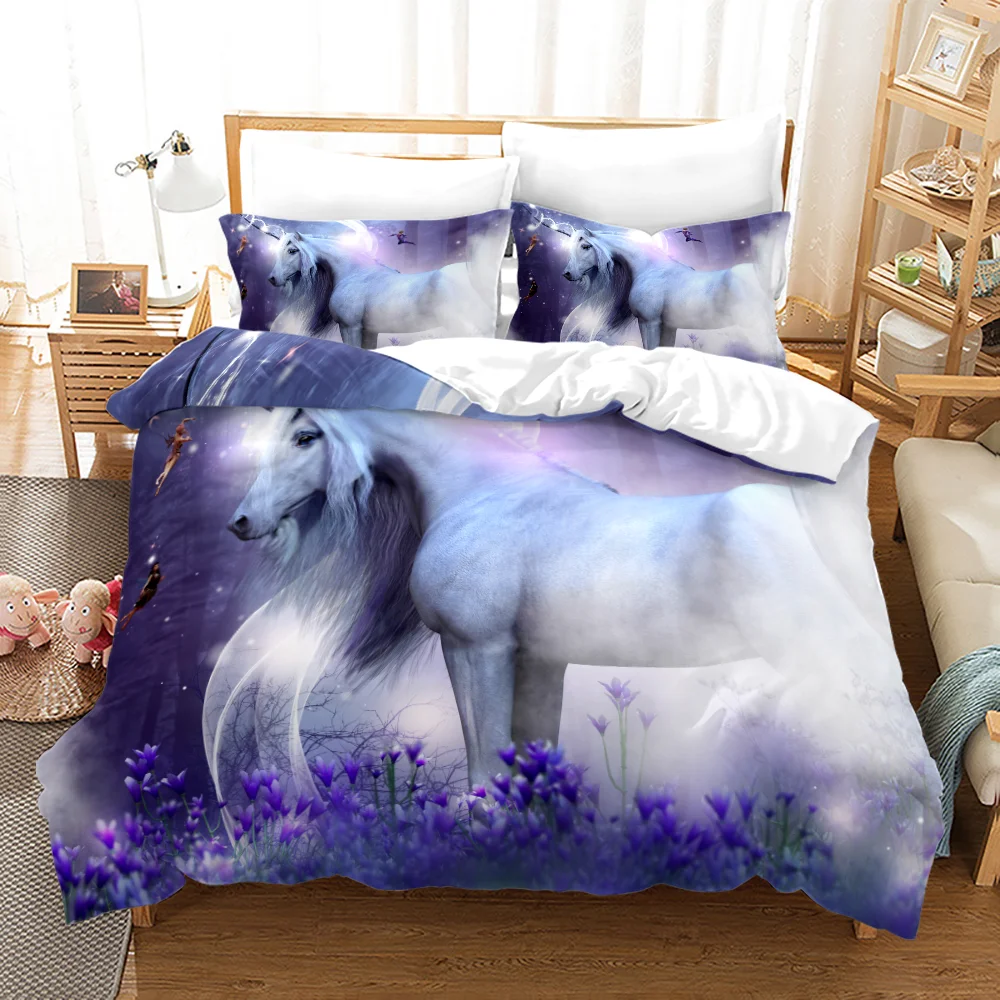 

Horse Bedding Set Single Twin Full Queen King Size Animal Black Horses Bed Set Adult Kid Bedroom Duvetcover Sets 3D sprei anak