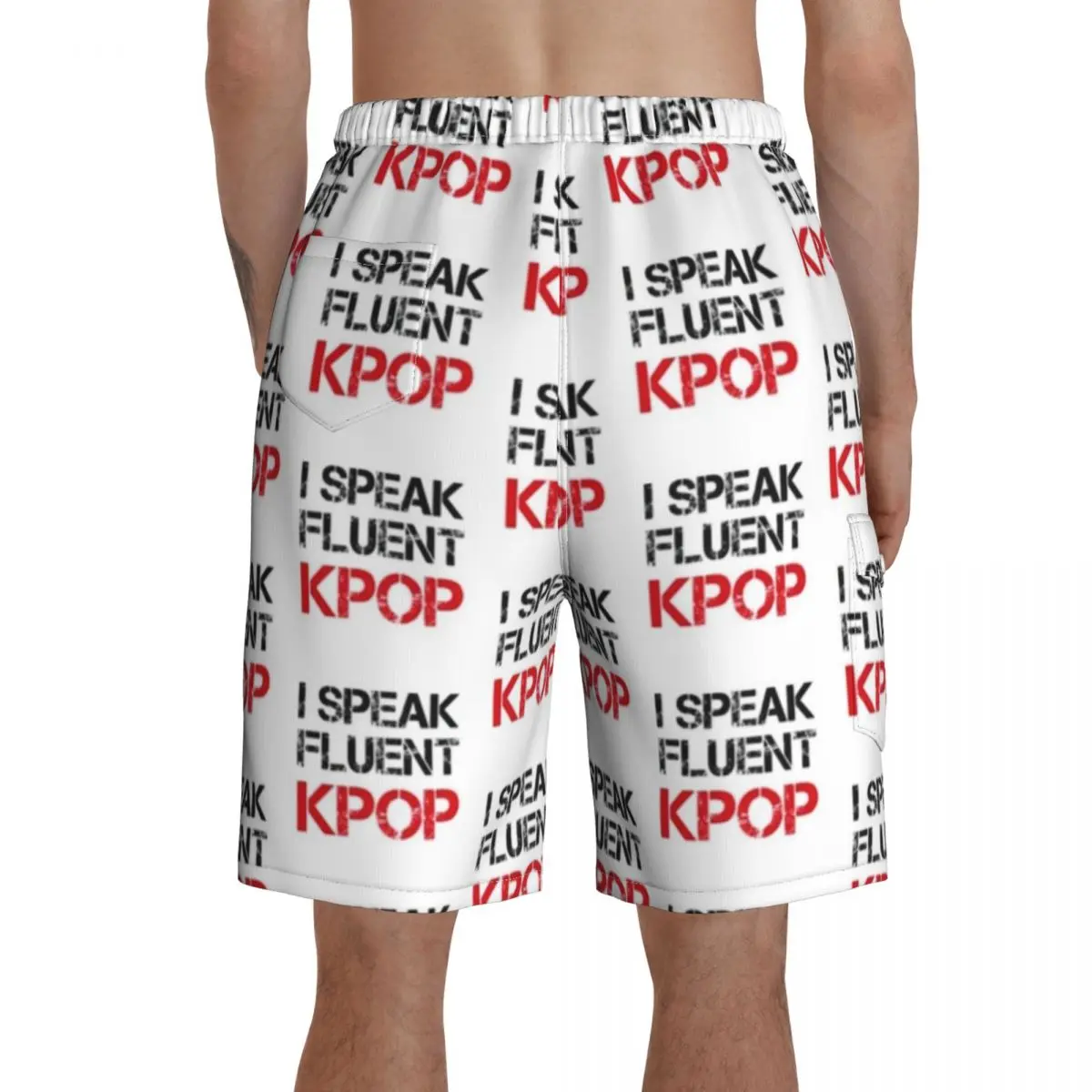 

Kpop Board Shorts Pattern Beach Swimming Trunks Polyester Men Swim Trunks