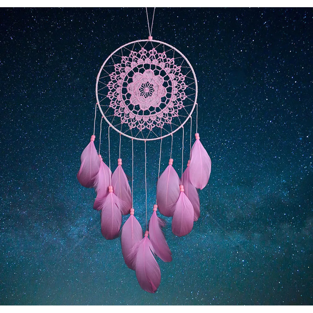 MS6013 Новое Розовое гусиное перо Ловец снов украшение для дома автомобиля