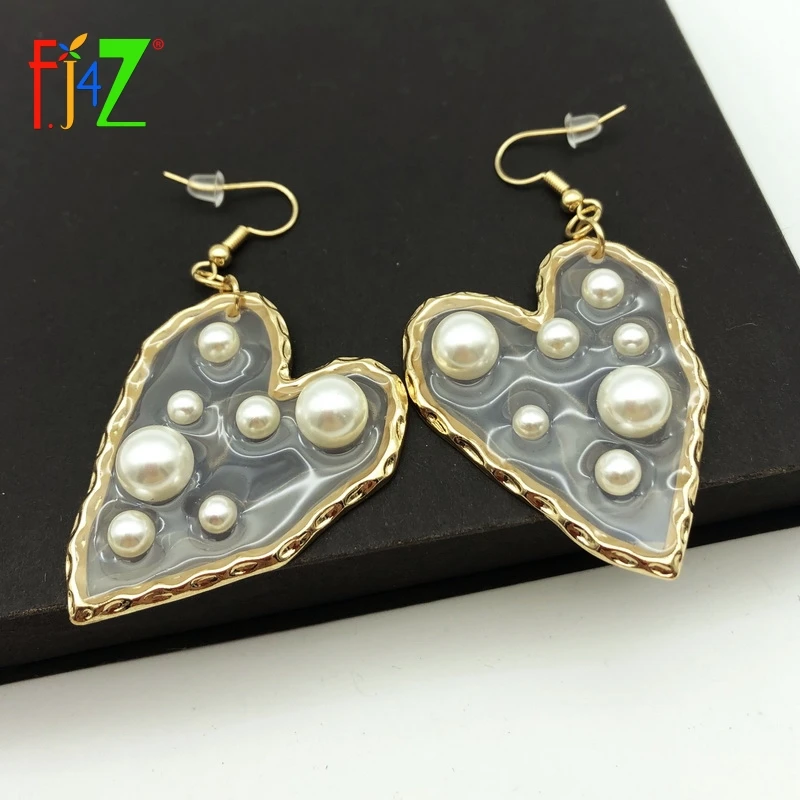F.J4Z 2019 горячие женские серьги модные элегантные для вечеринок прозрачные сердца