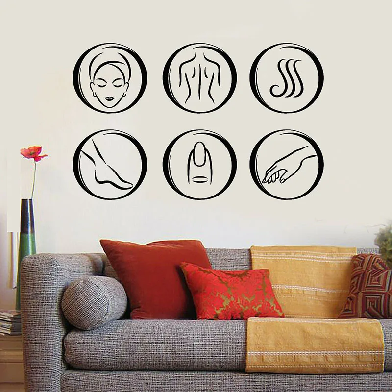 

Настенная Наклейка для ухода за телом, салоном красоты, массажным салоном, интерьером, дверью, окном, виниловые наклейки, водонепроницаемые обои E479