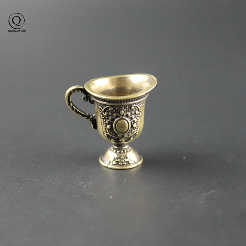 Античная латунь Palace Малый винный Стекло украшения твердый Бронзовый Резные суда