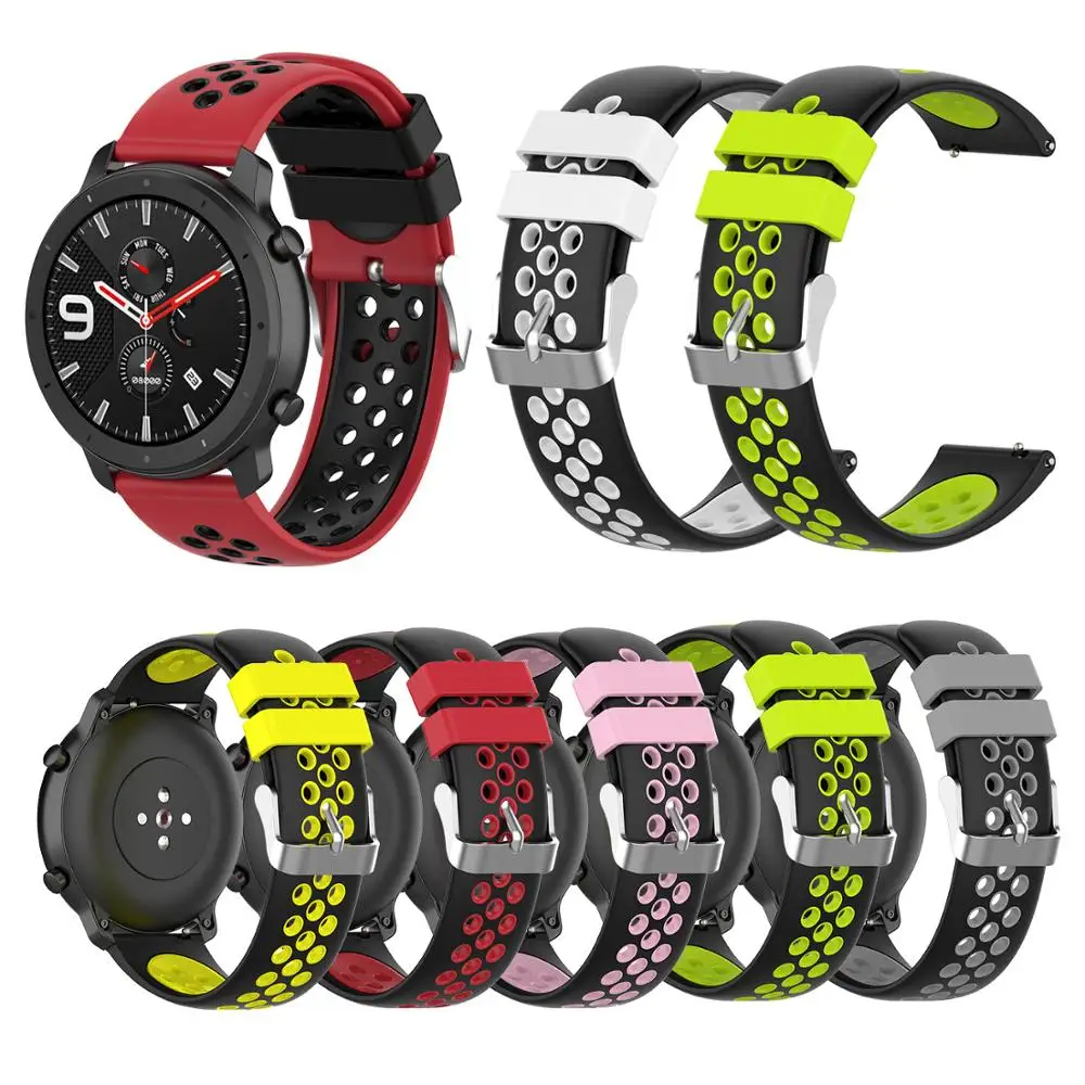 

Ремешок силиконовый для Xiaomi Huami Amazfit GTR 47 мм 42 мм, браслет для часов Amazfit pace/Stratos 2 2S/Bip lite