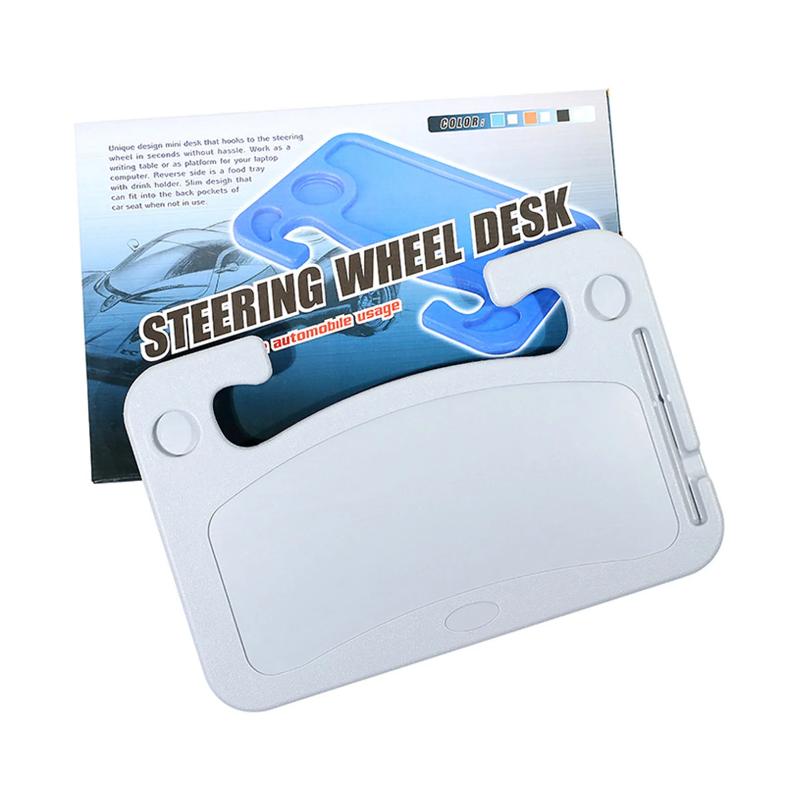 

Car Steering Wheel Table Board Desk Stand Suspended Structure Ergonomic Universal Eating Drinking Dining Tray Holder Black Grey