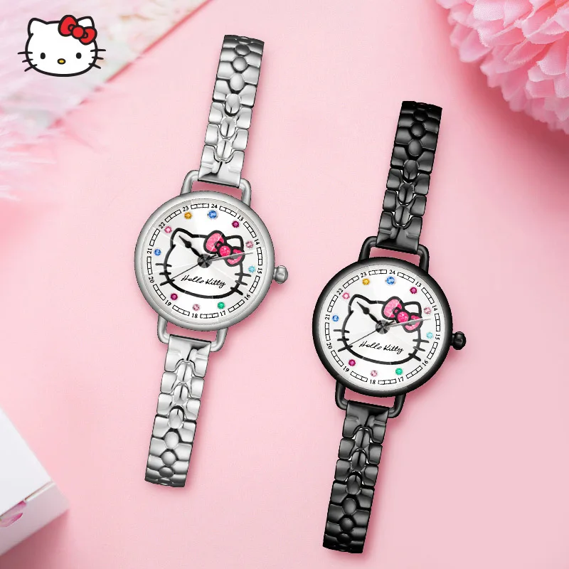 

Часы наручные TAKARA TOMY Hello Kitty для девушек студентов с маленьким циферблатом и маленькими ремешками алмазные водонепроницаемые часы для женщи...