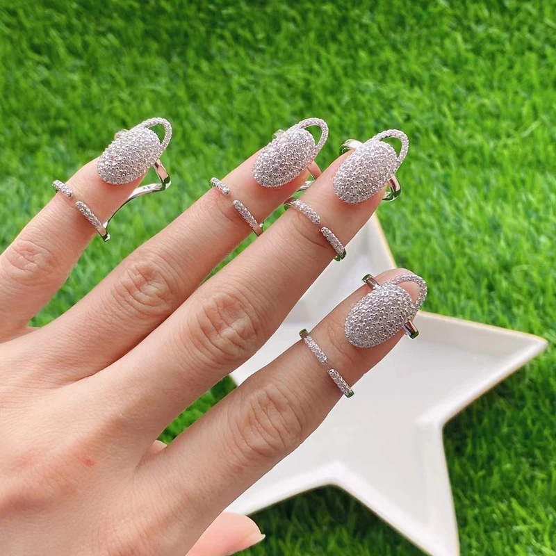 

5pcs/lot New Trendy Metal Brass CZ Nail anillos Rings for Women Jewelry