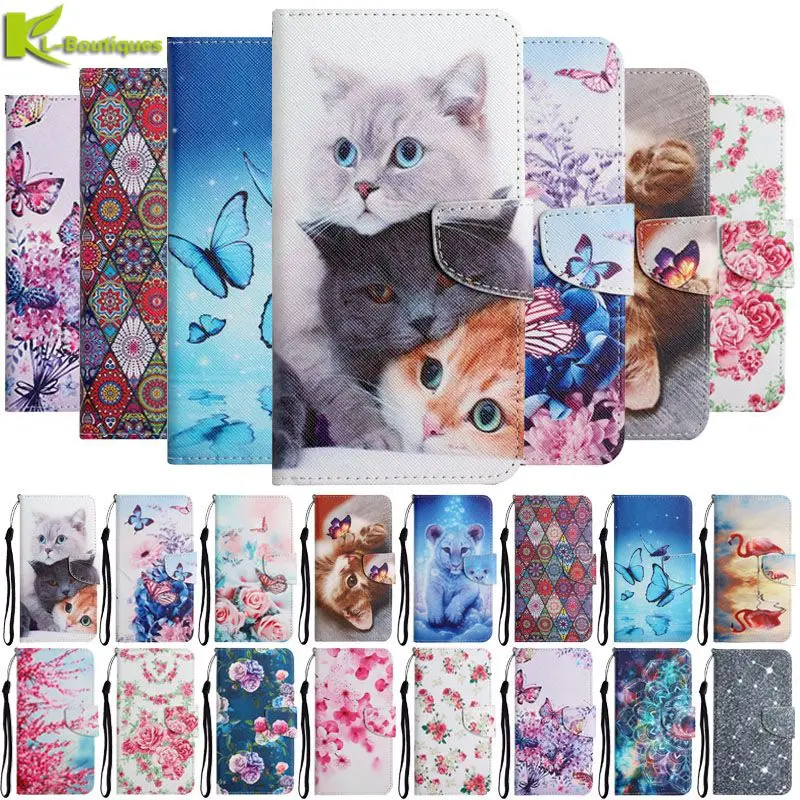 

Cat Painted Leather Flip Case on For Samsung Galaxy A30S A10 A20 A50 A40 A70 A20E A10S 20S A51 A71 A21S A12 A52 A72 Phone Cover