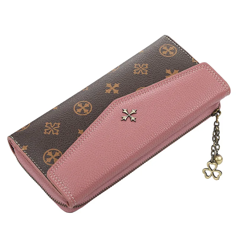 pink Длинные женские кошельки, топ с блёстками, качественные женские кошельки из искусственной кожи, держатель для карт, Модный женский кошелек на молнии, брендовый кошелек для девочки - Цвет: pink