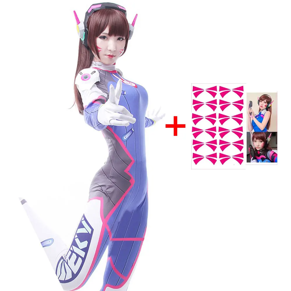Package 8 Dva Cosplay CostumeGame Overwatch Female/Women/Girls Lycra 3D Printing Spandex Halloween Party Zentai Wig Suits Gun D.Va cos - Цвет: Package 8