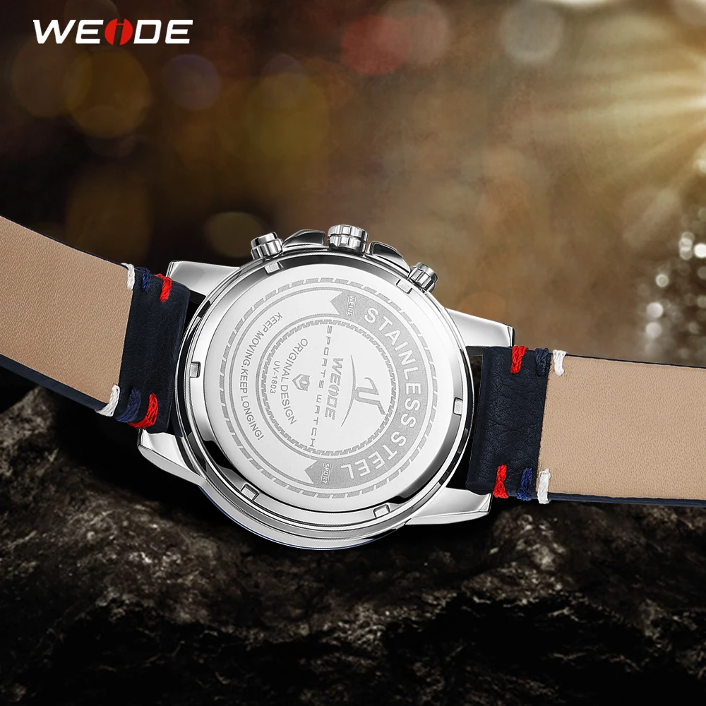 WEIDE Роскошные мужские часы европейские кожаные мужские часы высококачественные водонепроницаемые мужские часы Relogio Masculino спортивные цифровые часы с цифрами и датой