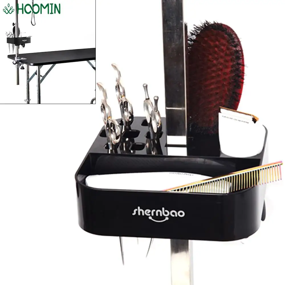 

On the bracket Groomer Tool Pet Grooming Tools Plastic Storage Box Dog Cat Supplies Table Scissors Dog Comb Boxes
