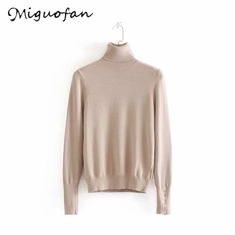 Miguofan женские свитера водолазка вязаный джемпер свитер с длинным рукавом