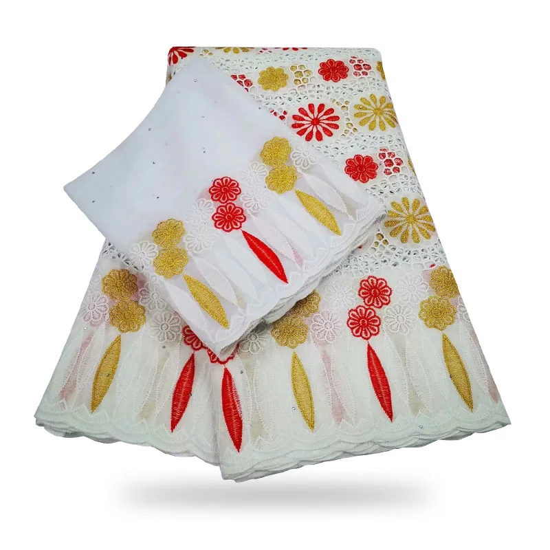 

Hot sale african swiss voile lace in switzerland 5+2yards nigerian lace fabrics latest african laces 2020 cotton lace C200416