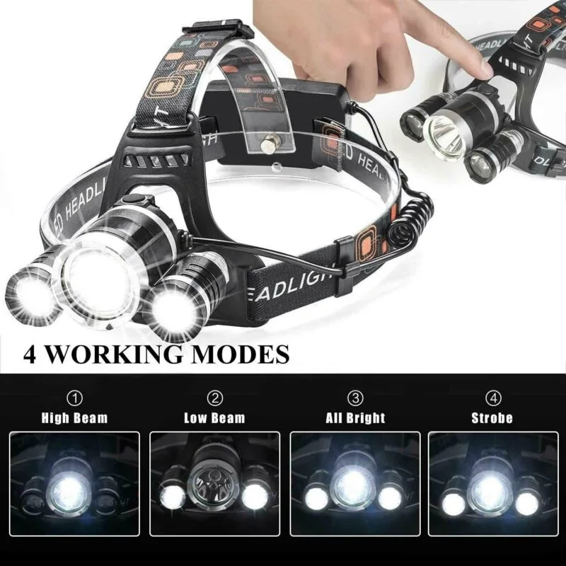 

T6 Headlight LED Headlight Headlamp Head Torch Flashlight Work Durable