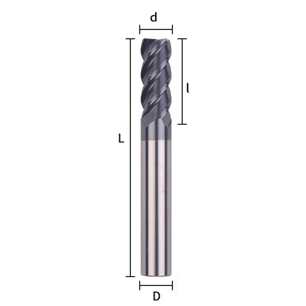

1pc HRC63 4 Flutes CNC Milling Cutter Carbide End Mill Spiral Router Bit Alloy Coating Tungsten Steel Cutting Tool