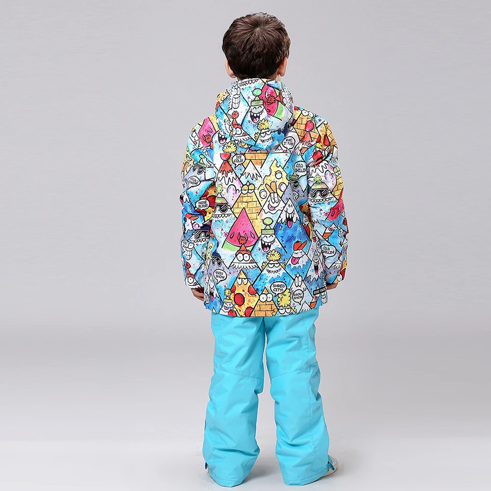 Детские лыжные костюмы GSOU зимние теплые комплекты для мальчиков ветрозащитная