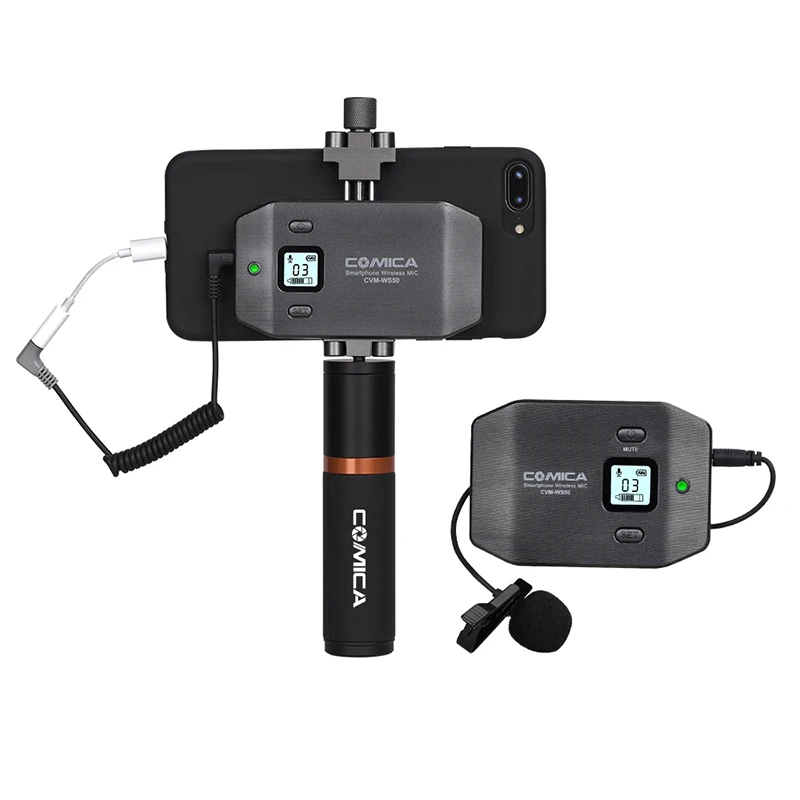 Comica CVM WS50(B) смартфон беспроводной Lavalier микрофон система UHF 6 каналов со встроенным