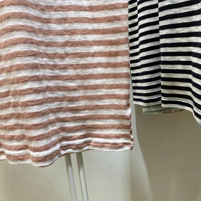 

2021 Summer Korean Fashion Short Women T-shirt Ins Loose Striped O-Neck Short Sleeve Ladies Top Tee Simple Pullover Base Shirt