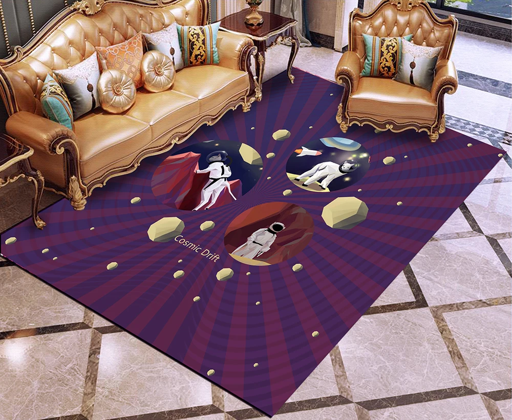 Drift Universe Cartoon Cat Rug Carpets For Living Room Bedroom Decor Anti-Slip Floor Mat Kids Boys Gifts | Дом и сад