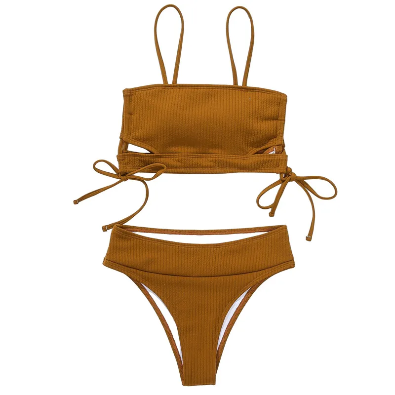 

2021 Sexy Brazilian Bikinis Women Swimsuit Padded Swimwear Halter Bikini Set Push Up Beach Wear Bathing Suit Solid Swimming Suit